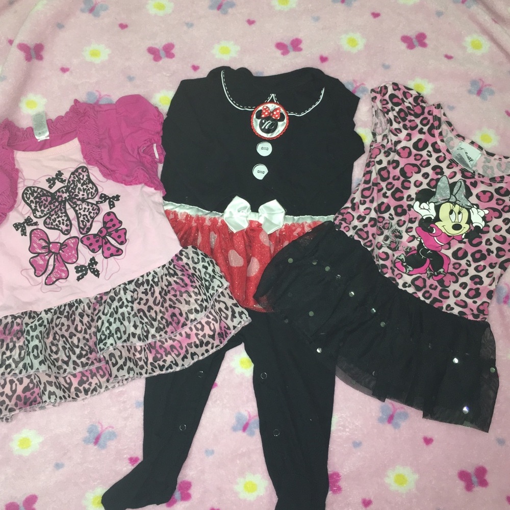 3 CUTE OUTFITS. 2 TUTU SHIRTS AND 1 TUTU ONESIE